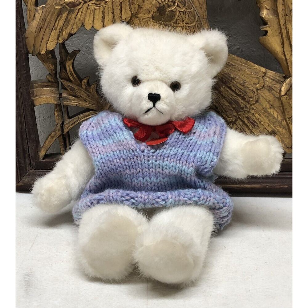 Vintage Hermann White Teddy Bear w/ Cute Grump Face - 13" Tall